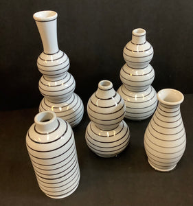 Black & White striped vase set of 5