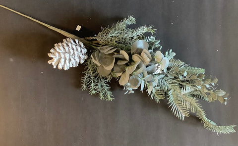 Silver glittered mixed pine eucalyptus stem