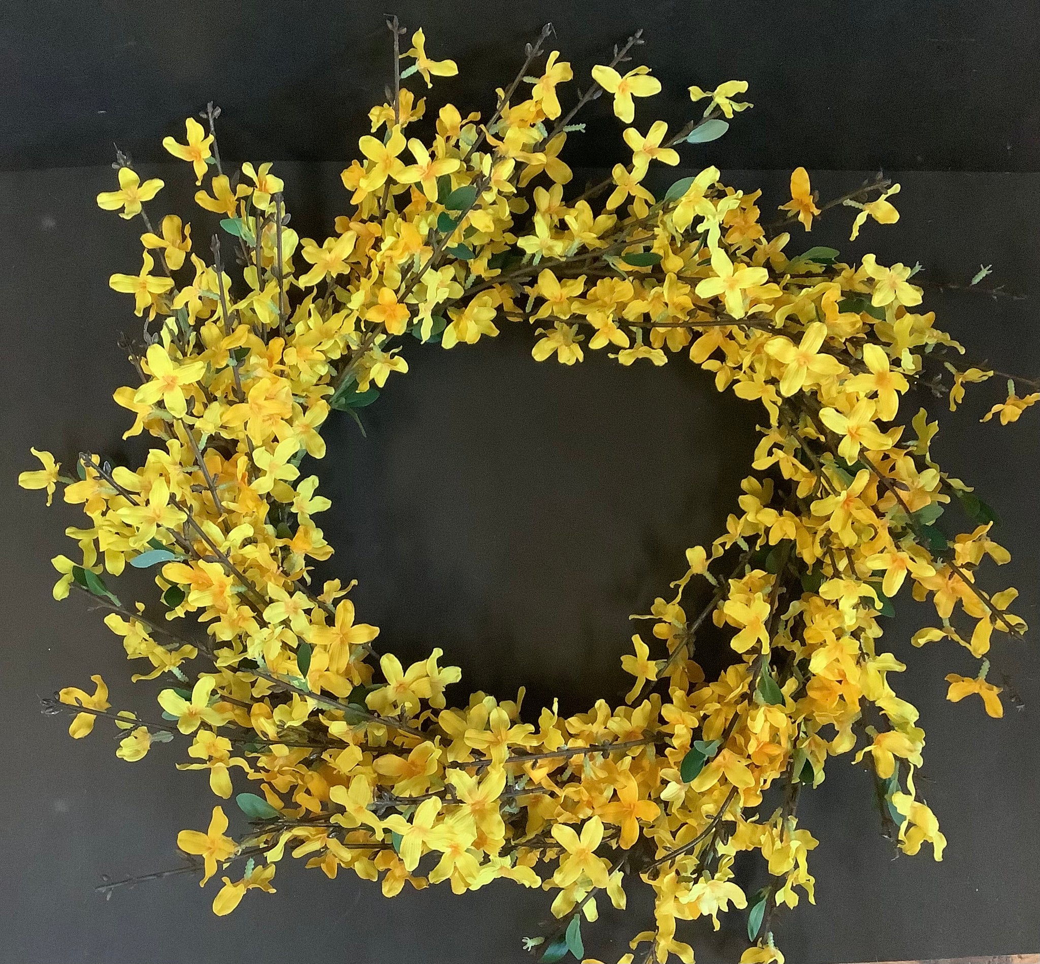 Yellow forsythia wreath