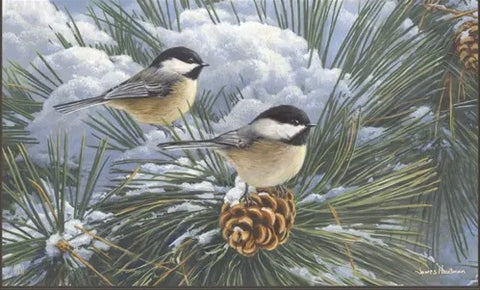 Chickadees in Snow doormat