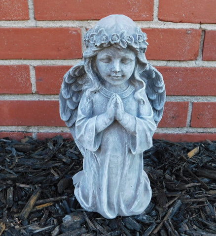 Concrete praying girl-Ariel (flower headband)