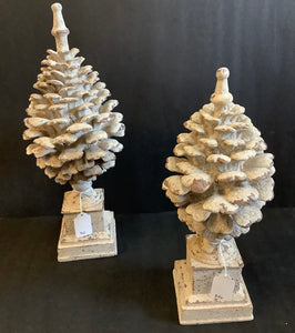 White washed pinecone finial (2 sizes)