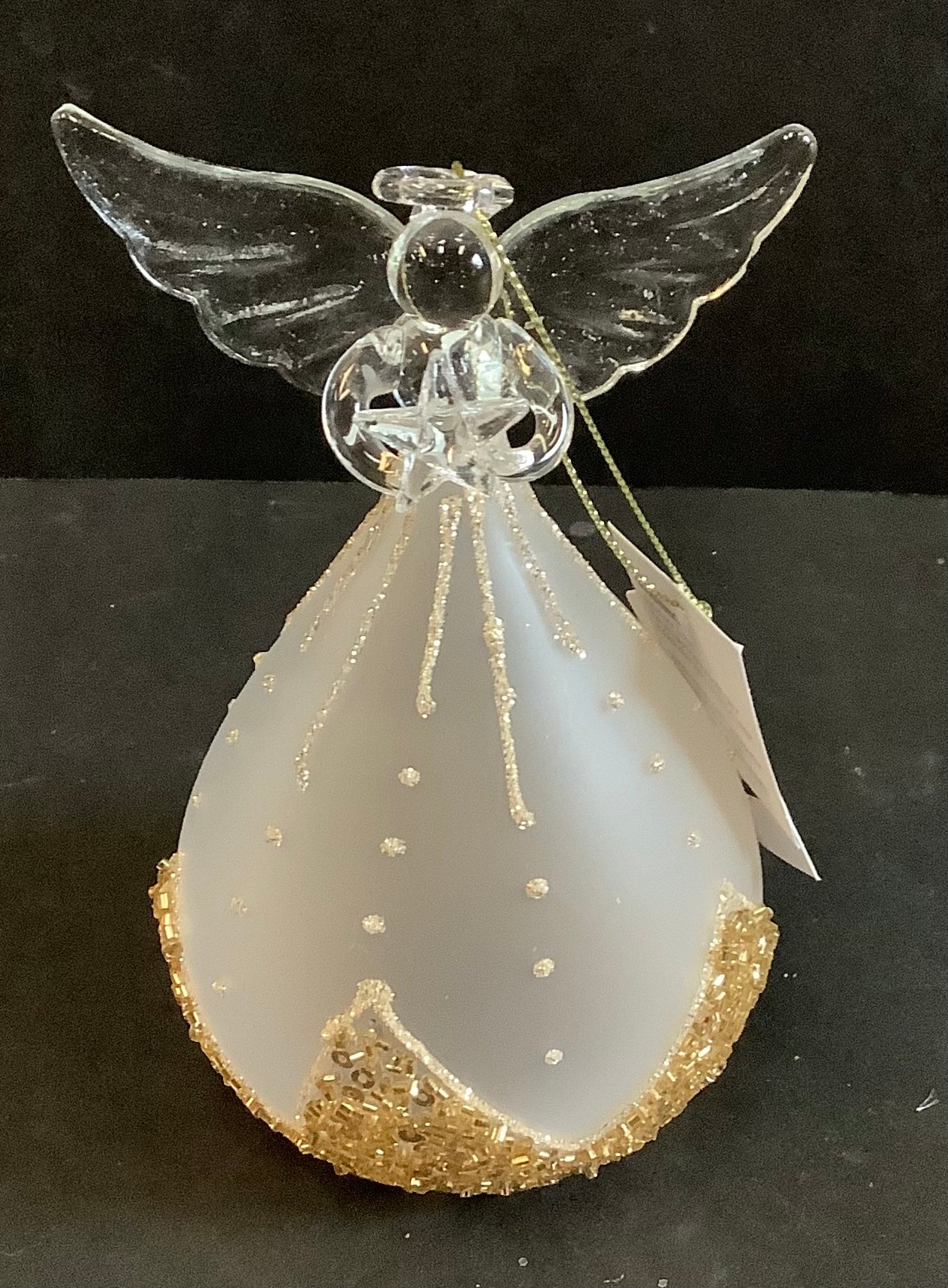 Gold glittered angel ornament