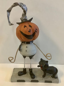 Pumpkin Man with Cat