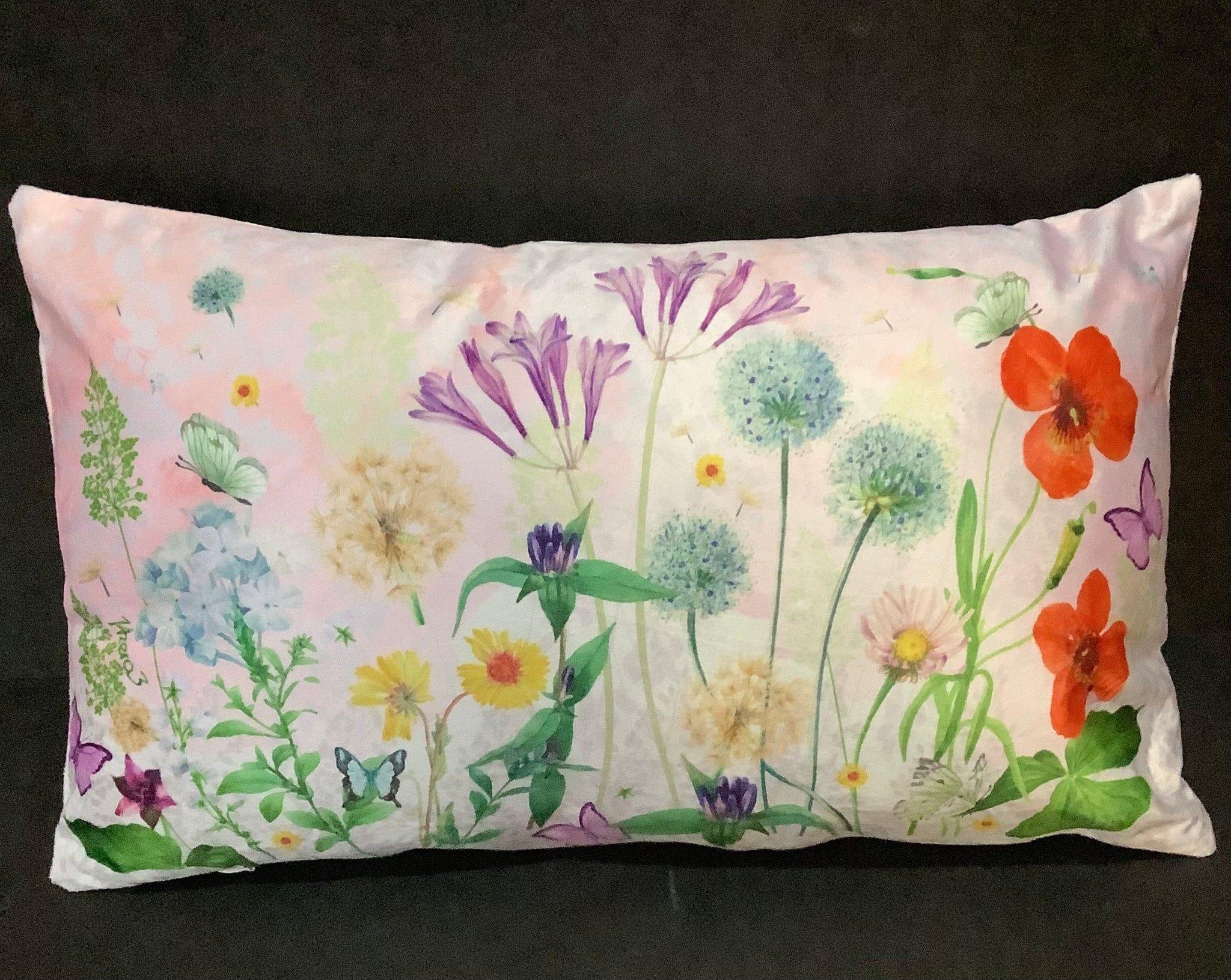 Floral lumbar pillow