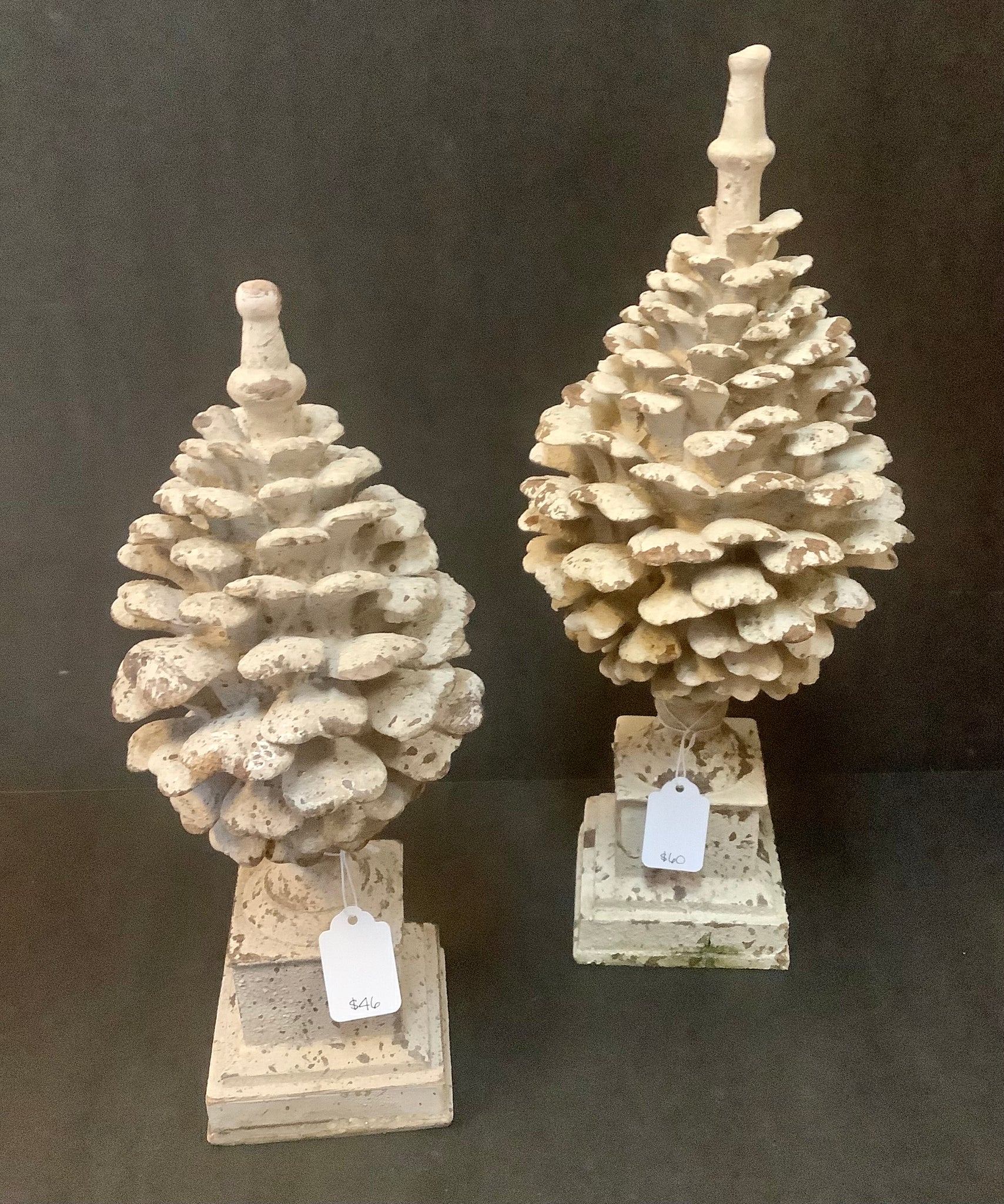 Whitewashed Pinecone Finials (2 sizes)