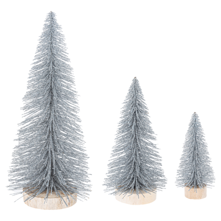 Glittered Christmas tree silver (3 sizes)