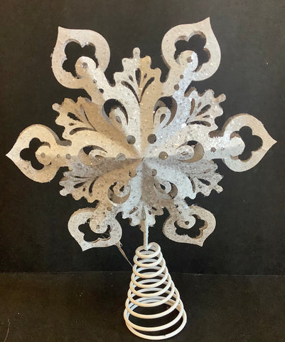 Glittery snowflake tree topper