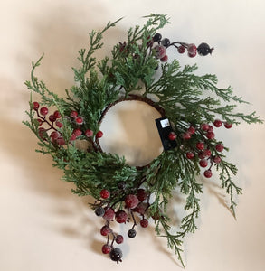 Cypress with berries candle ring