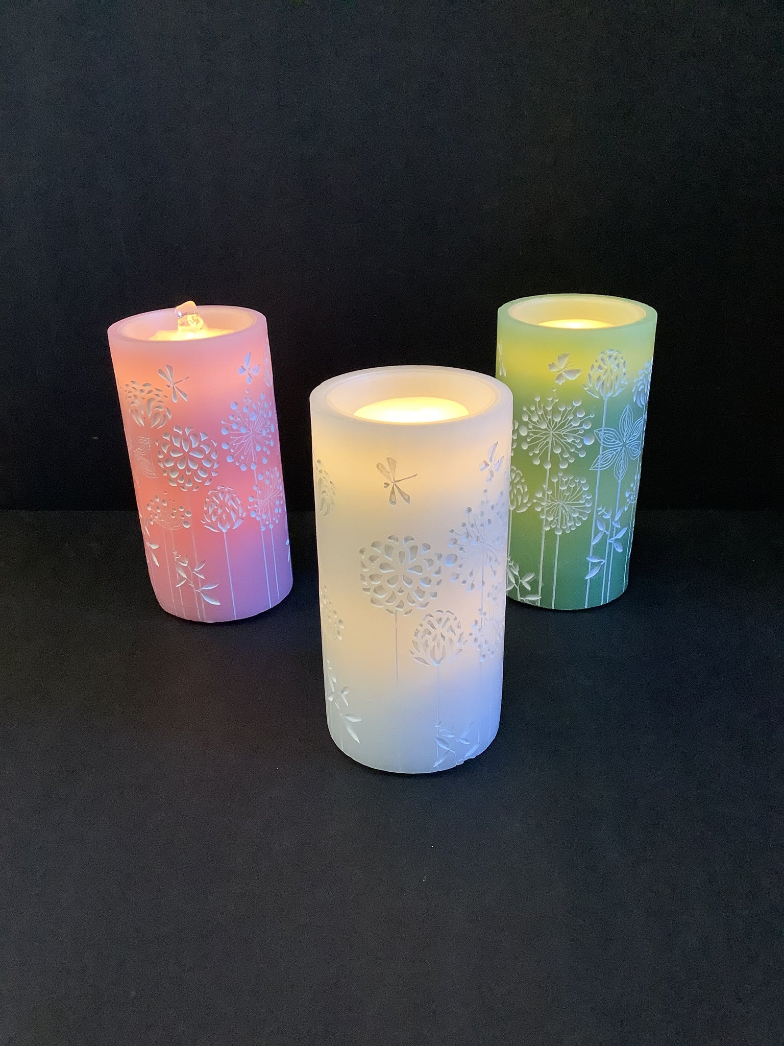 Wax pillar water candles (3 colors)