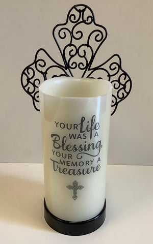 Cross holder with candle