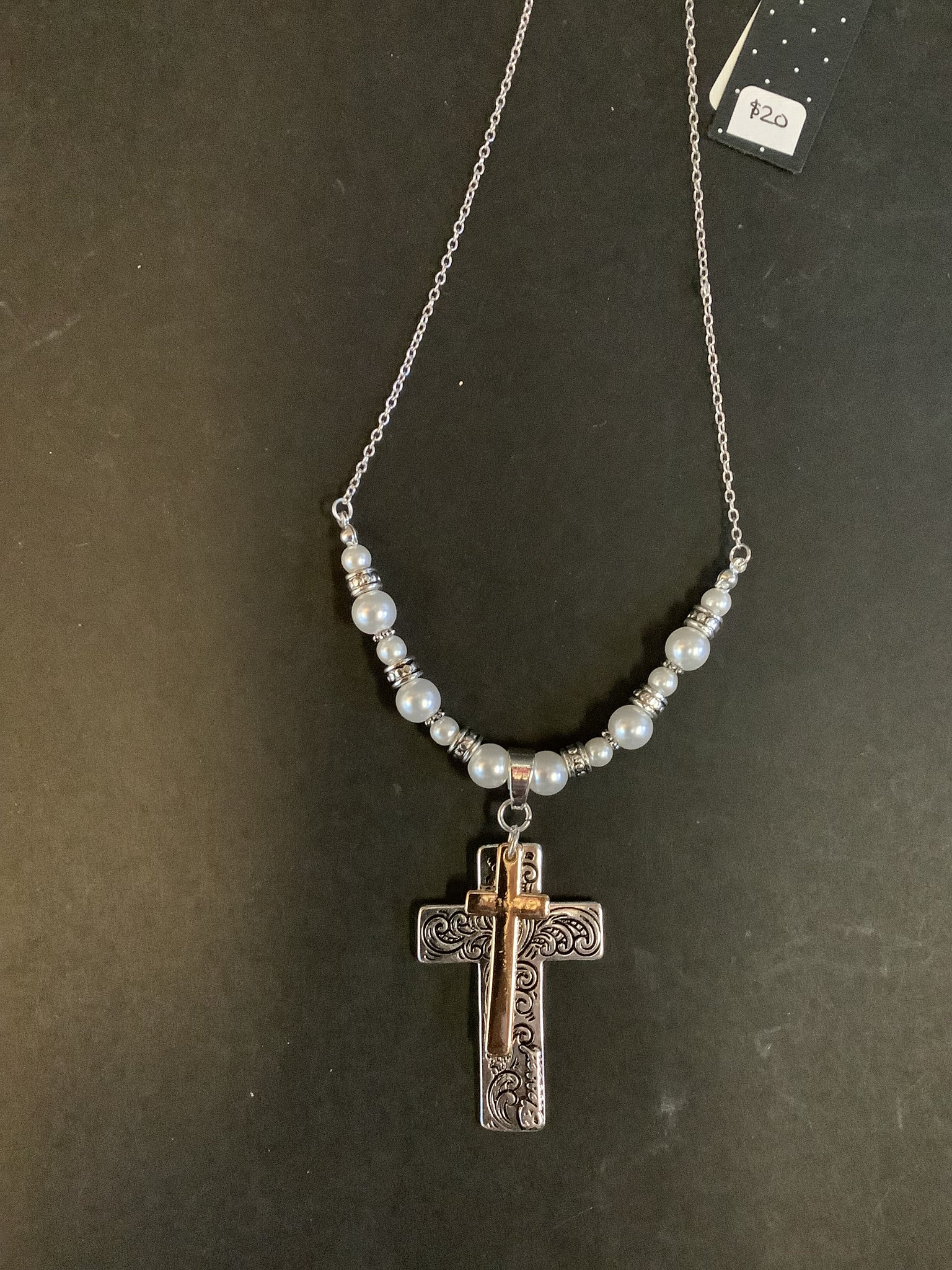 Beaded cross necklace