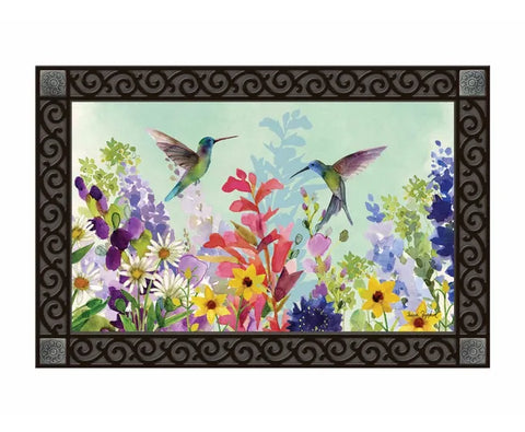 Spring hummingbird door mat