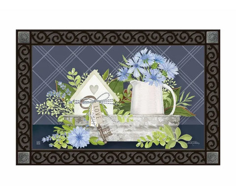 Farmhouse flowers door mat
