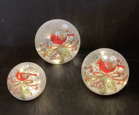 Glass cardinal globe (3 sizes)