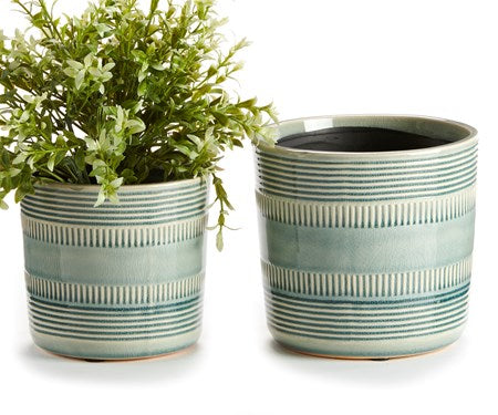 Ceramic stripe planter (2 sizes)