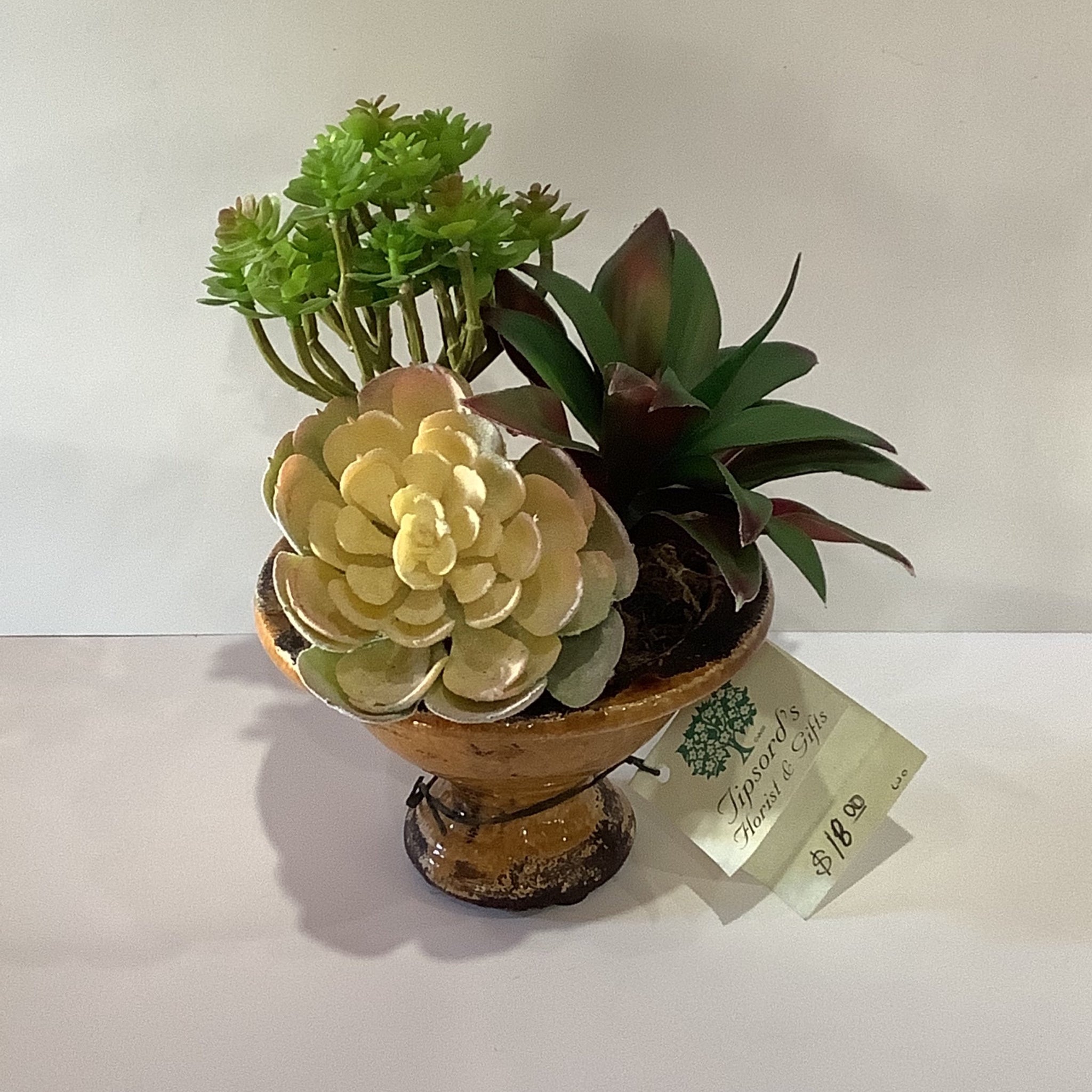 Silk succulents in vase