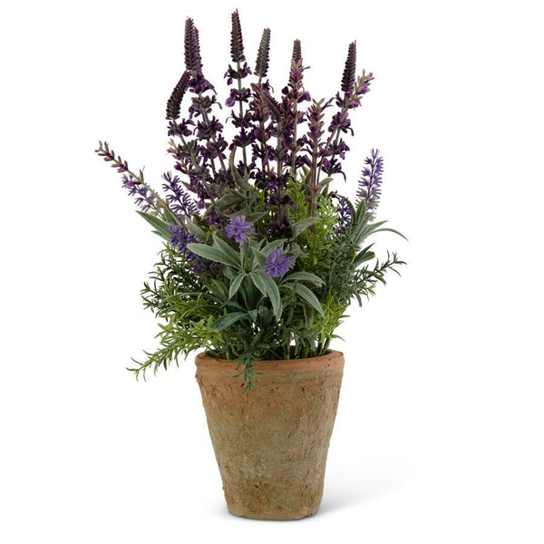 Purple lavender distressed clay pot (2 sizes)
