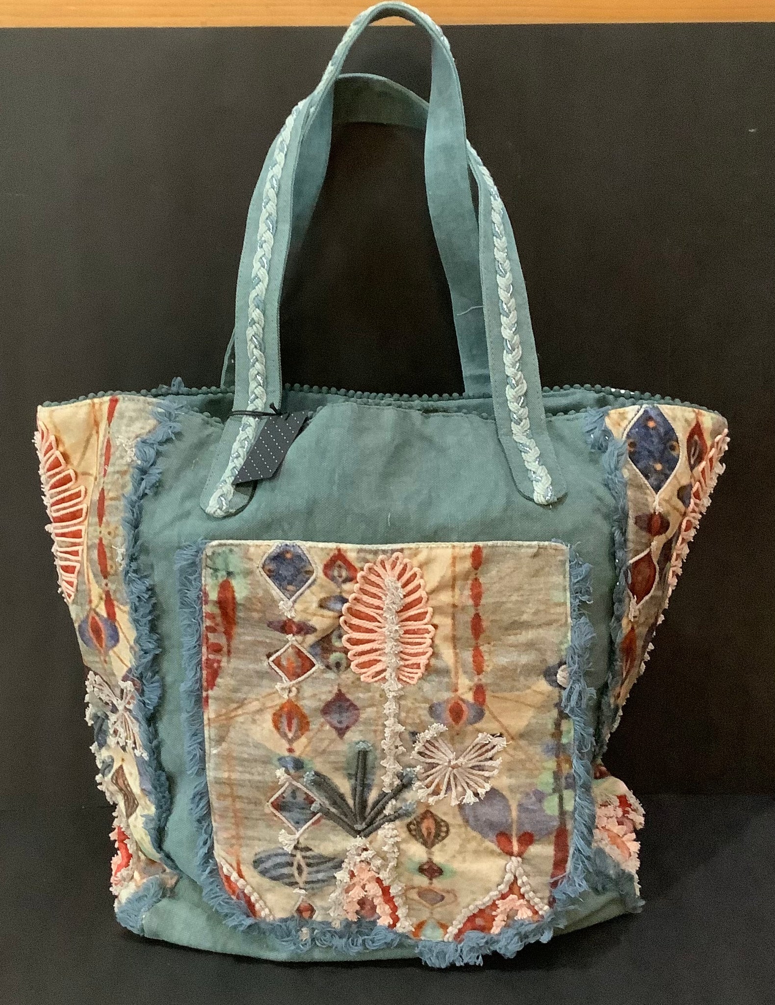 Blue canvas boho bag