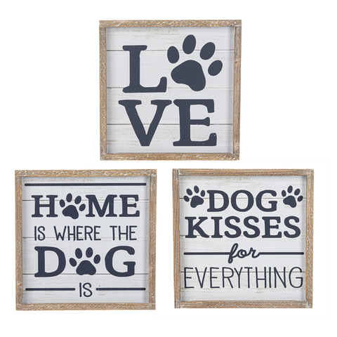 Framed Navy & White Dog Signs (3 styles)