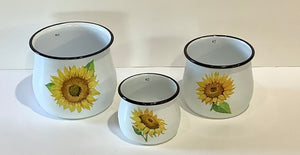Sunflower enamel planters (3 sizes)
