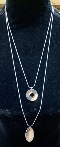 2 layer silver charm necklace