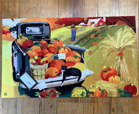 Pumpkin truck doormat