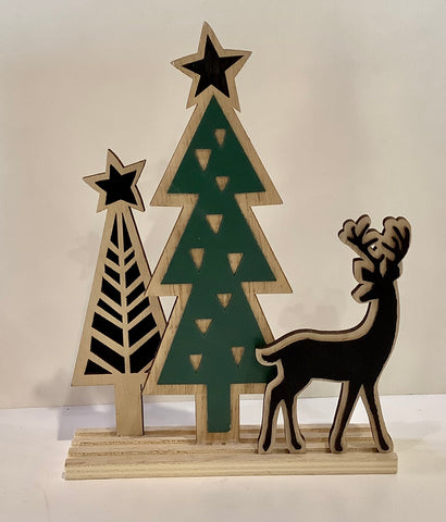 Laser cut Deer & Trees