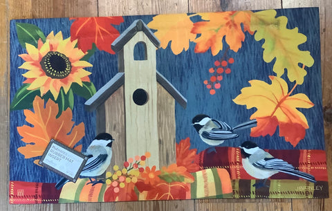 Fall birdhouse door mat