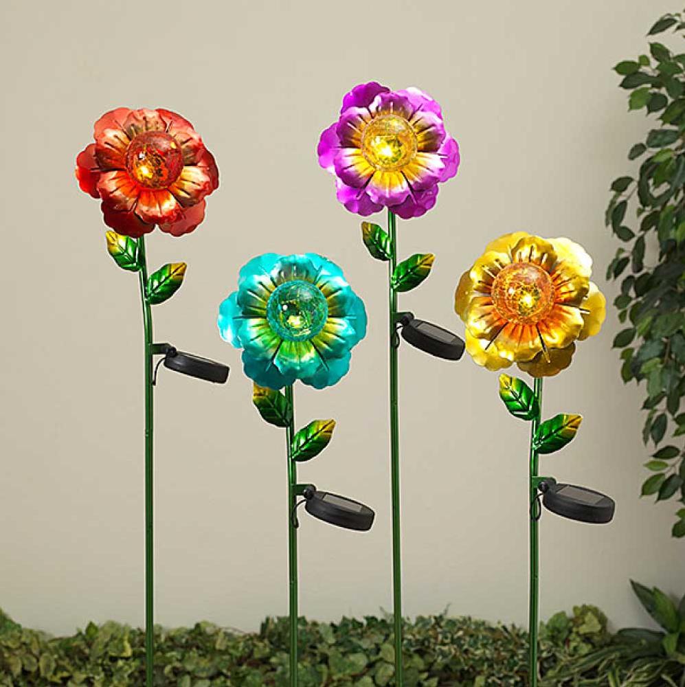 Solar lighted metal flower (4 colors)