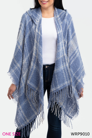 Plaid hooded wrap (2 colors)