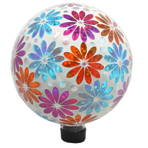 10 inch colorful flower gazing ball