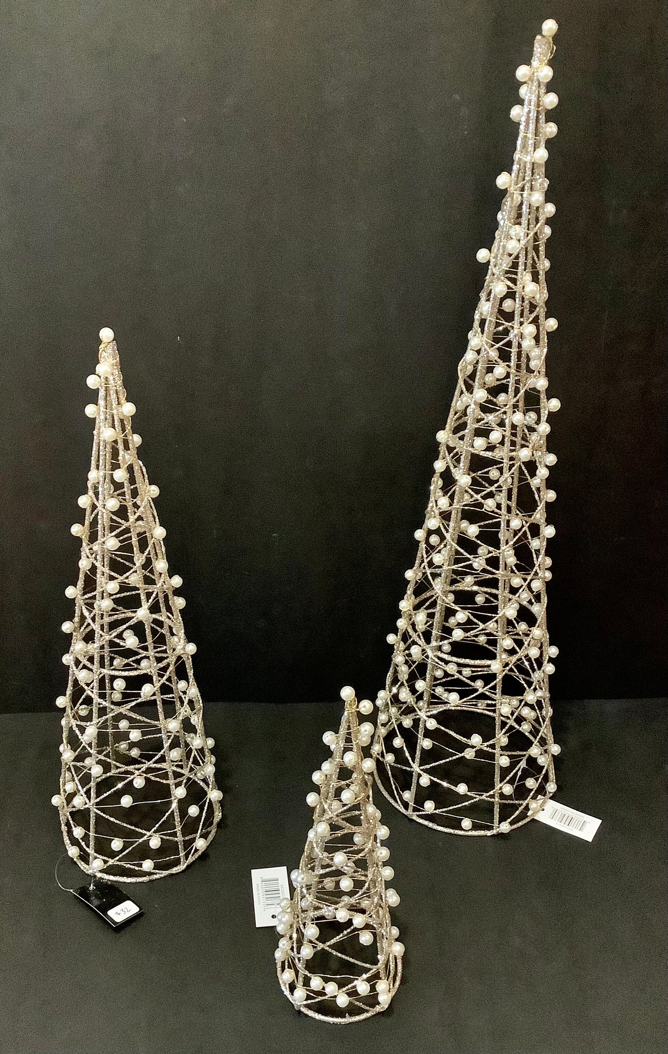 Glittered & pearl cone tree (3 sizes)