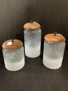Embossed glass container (3 sizes)