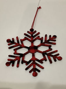 Red Plaid Snowflake Ornament