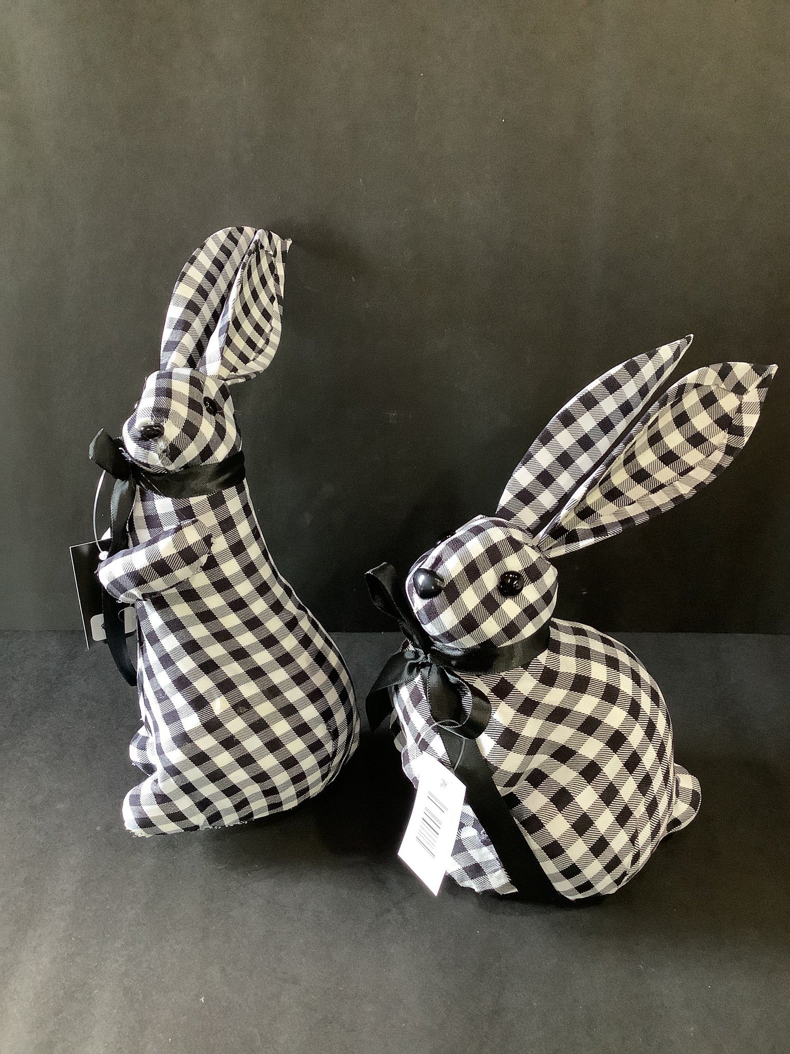 Black & white gingham bunnies (2 styles)