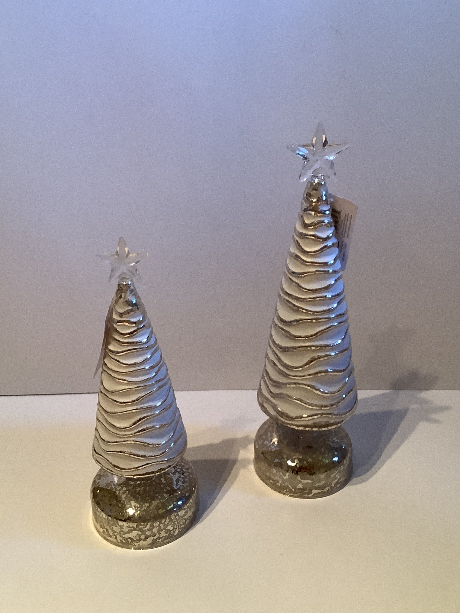 Lighted glass Christmas trees (2 sizes)