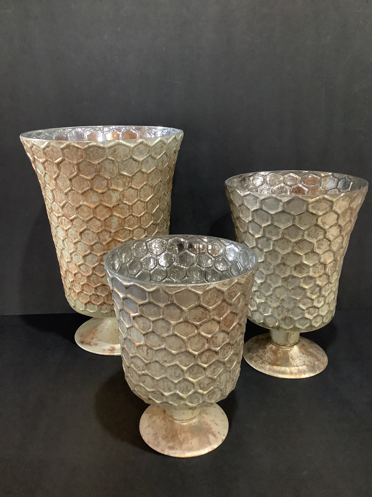 Fluted honeycomb Mercury glass (3 sizes)