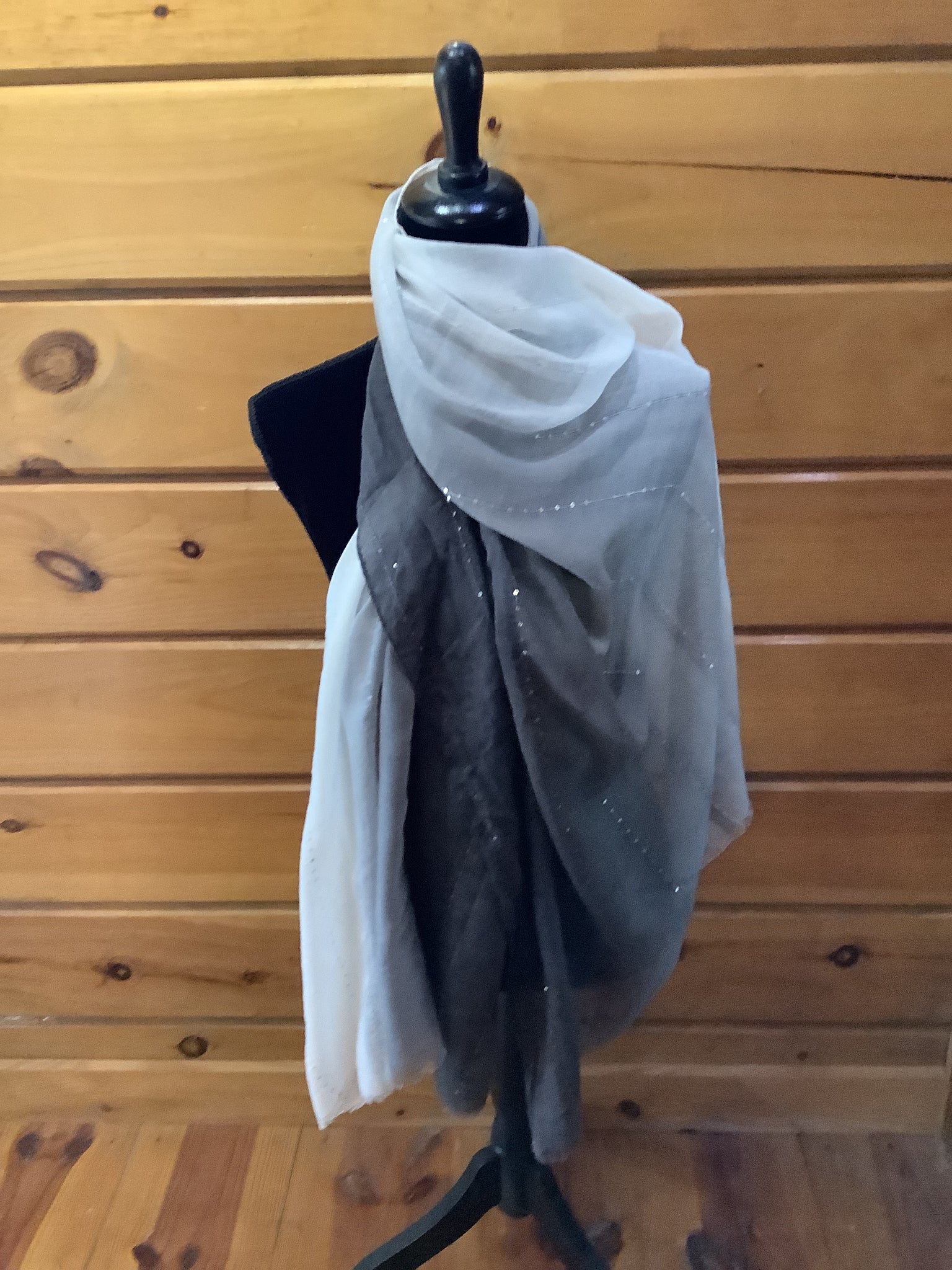 Grey and white scarf